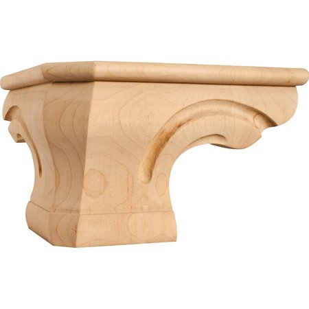 HARDWARE RESOURCES 6-3/4" Wx6-3/4"Dx4-1/2"H Maple Beaded Rounded Corner Pedestal Foot PFC-B-MP